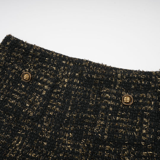 Heidi-Mode | Schwarze Metalliche Tweedjacke & Shorts Passendes Set