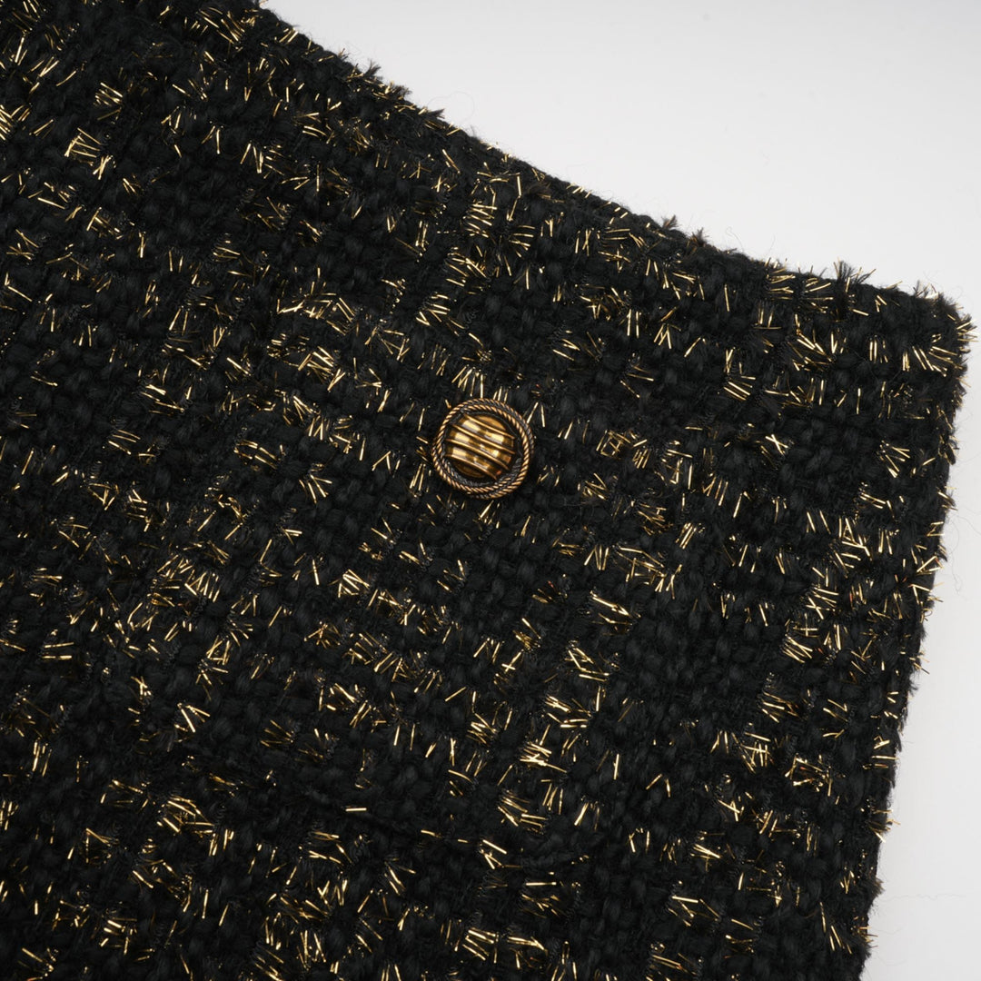 Heidi-Mode | Schwarze Metalliche Tweedjacke & Shorts Passendes Set