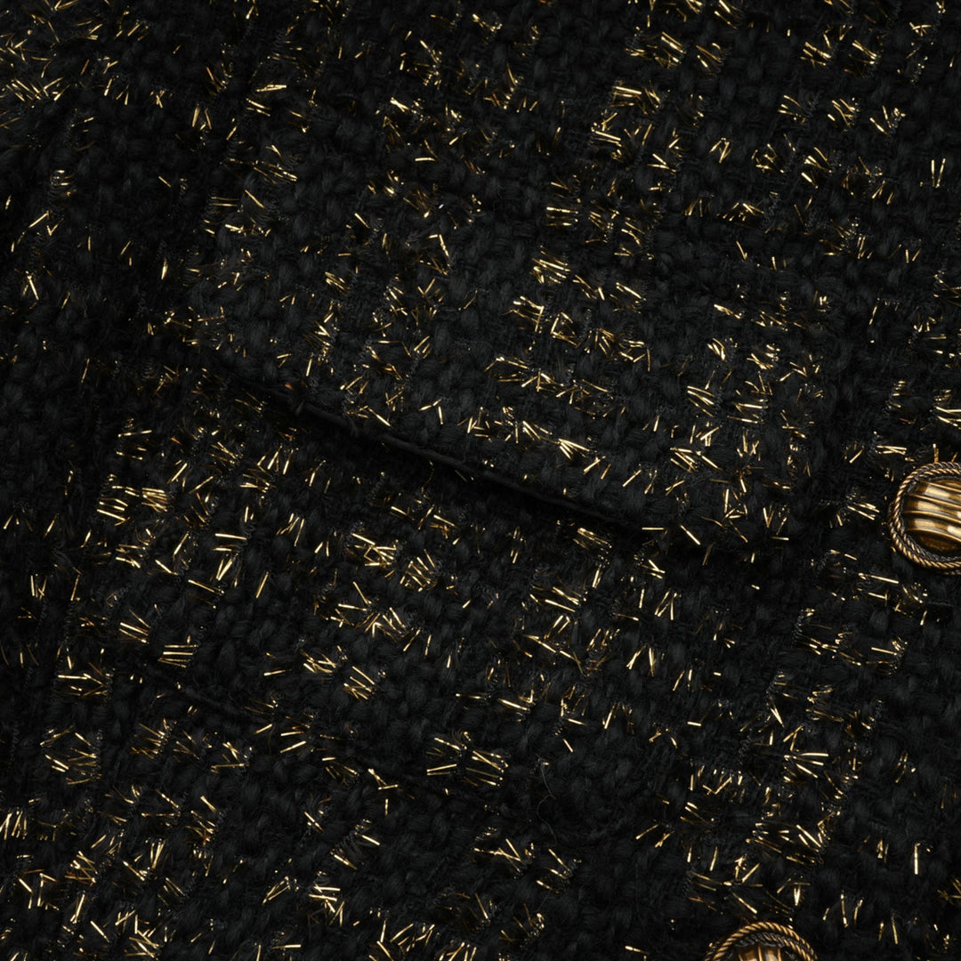 Heidi-Mode | Schwarze Metalliche Tweedjacke & Shorts Passendes Set