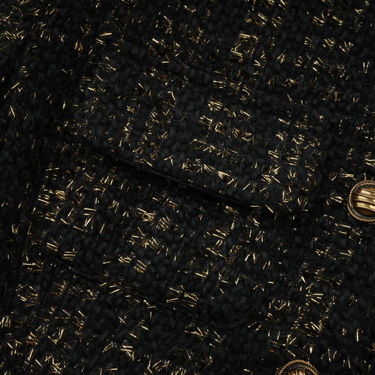 Heidi-Mode | Schwarze Metalliche Tweedjacke & Shorts Passendes Set