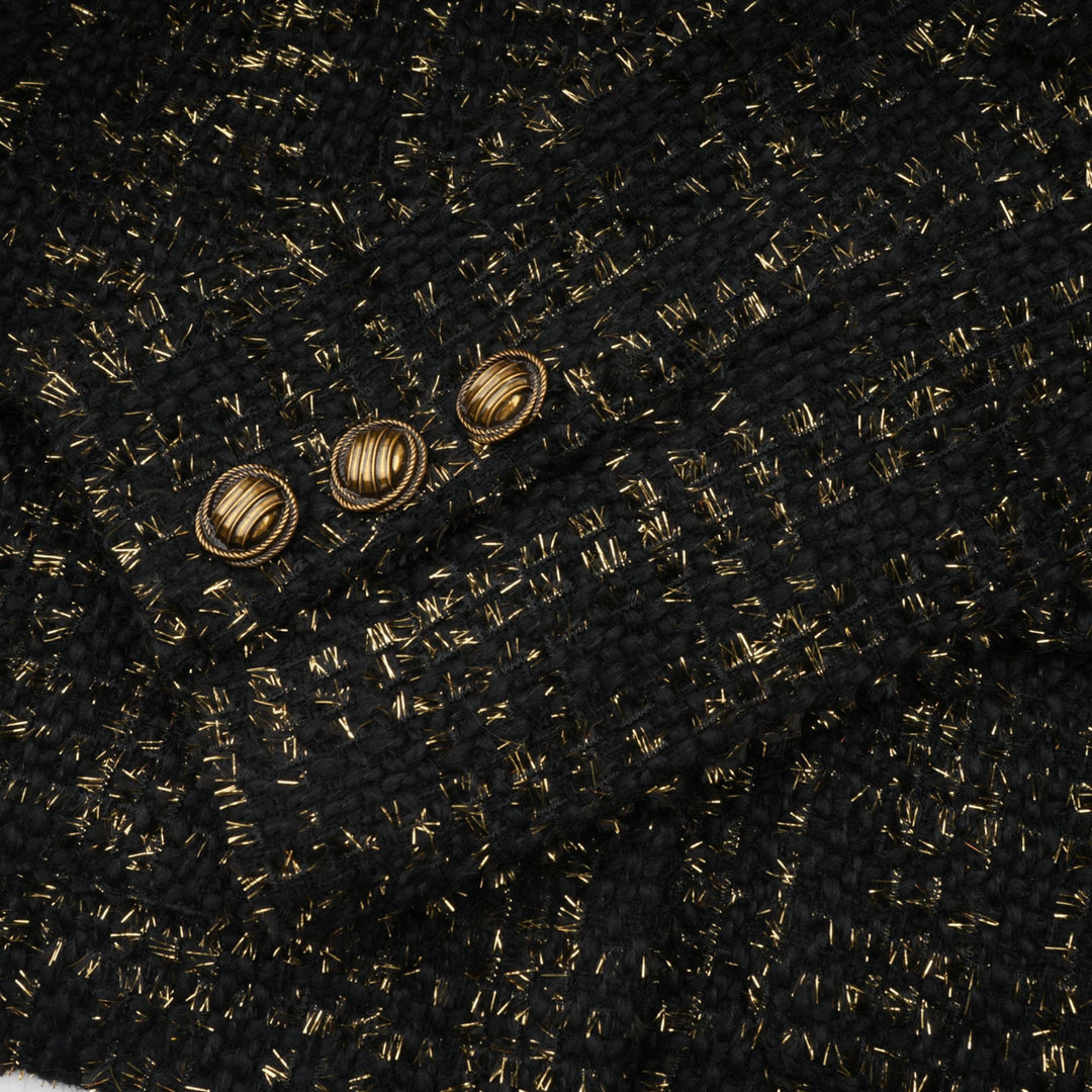 Heidi-Mode | Schwarze Metalliche Tweedjacke & Shorts Passendes Set