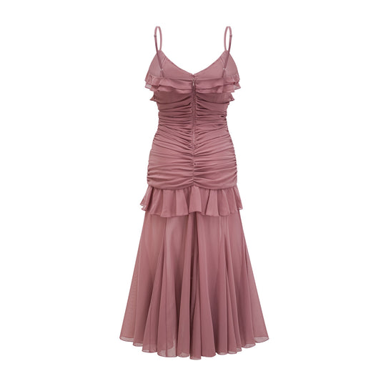 Heidi-Mode | Plissierte Faux Blume Midi Kleid