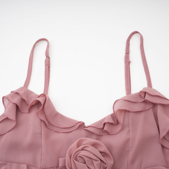 Heidi-Mode | Plissierte Faux Blume Midi Kleid