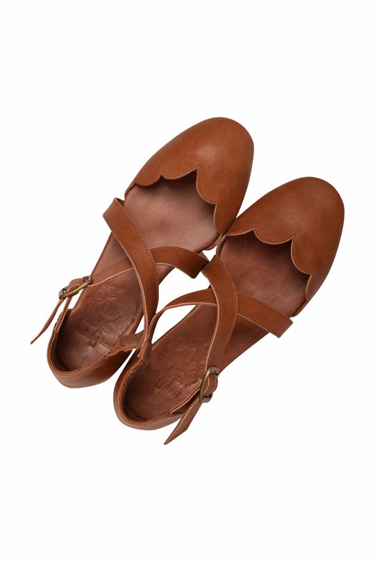 Heidi-Mode | Weinlese Leder Slipper
