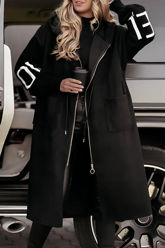 Heidi-Mode | Winterjacke Lang Gefüttert, mit Kapuze und Strickärmeln