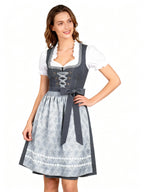 Damen-Dirndl mit Schürze | Trachtenkleid in Dunkelgrau, Modell 882
