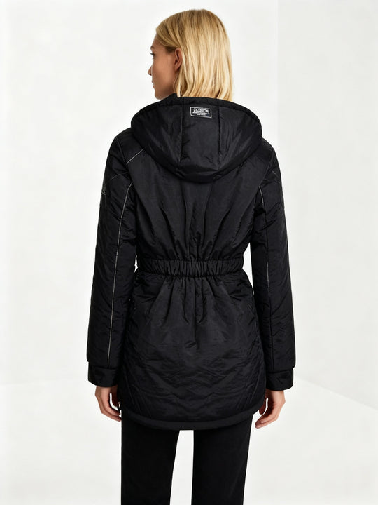 Damen-Winterjacke mit Kapuze | Langarm, wattiert, wasserabweisende Oberfläche