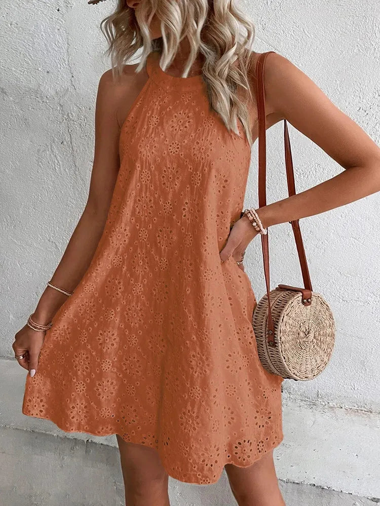Elegante Zomer Mini-Jurk Wit Mouwloos feestjurk