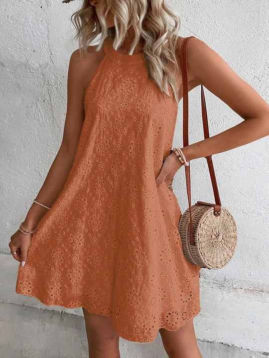 Elegante Zomer Mini-Jurk Wit Mouwloos feestjurk
