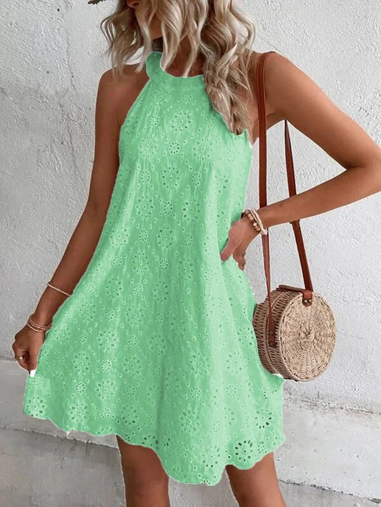 Elegante Zomer Mini-Jurk Wit Mouwloos feestjurk