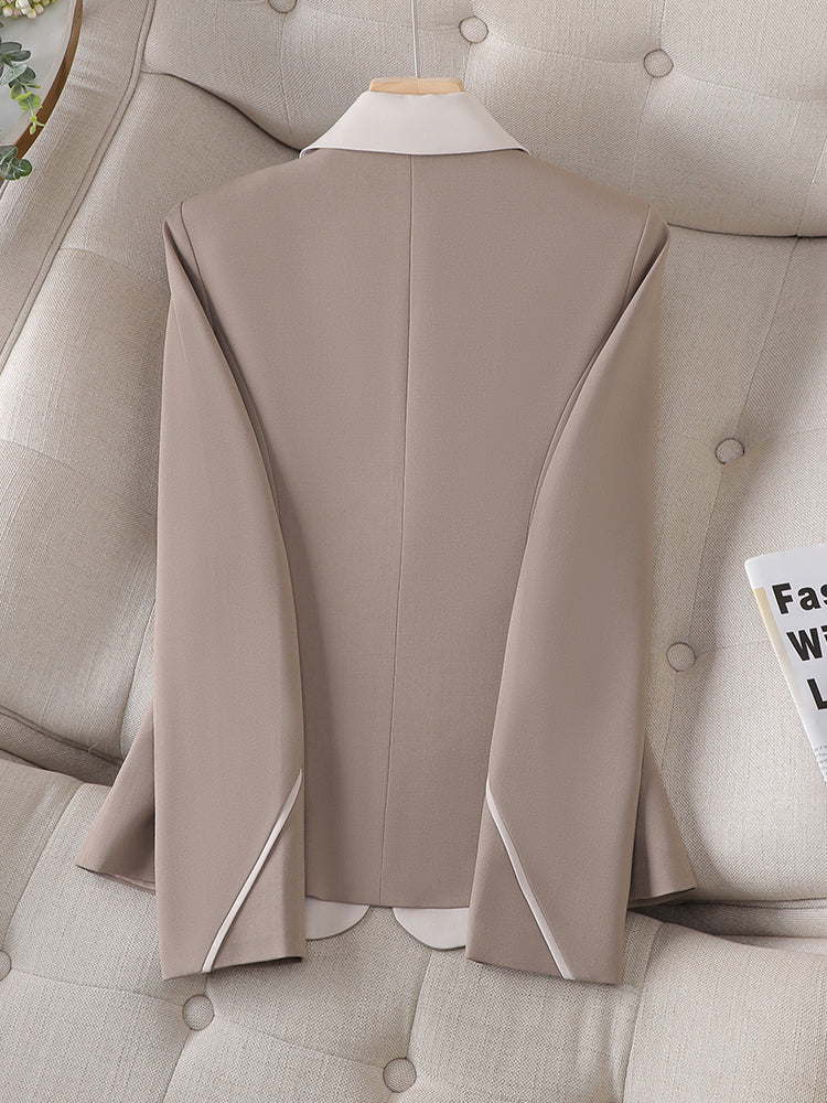Heidi-Mode | Damen Elegantes Hochwertiges Blazer Kleid mit Verstellbarem Gürtel und Taschen