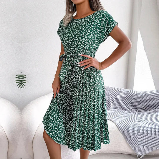 Mode| Penelope - Speels Bloemenjurk met Korte Mouwen voor Vrouwen