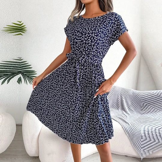 Mode| Penelope - Speels Bloemenjurk met Korte Mouwen voor Vrouwen