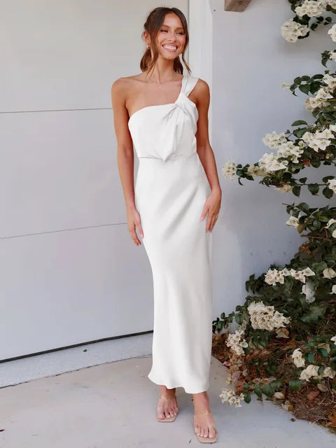 Elegante bodycon jurk met één schouder