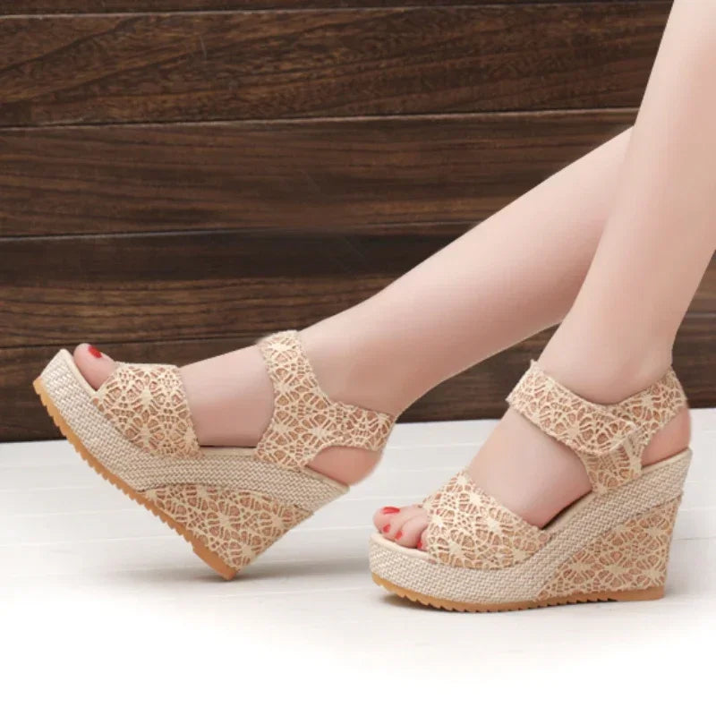 Sandalen Mesh Peep Toe Platform Hoge Hak