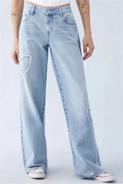 Heidi-Mode | Distressed Jeans mit Weitem Bein und Hoher Taille für Frauen