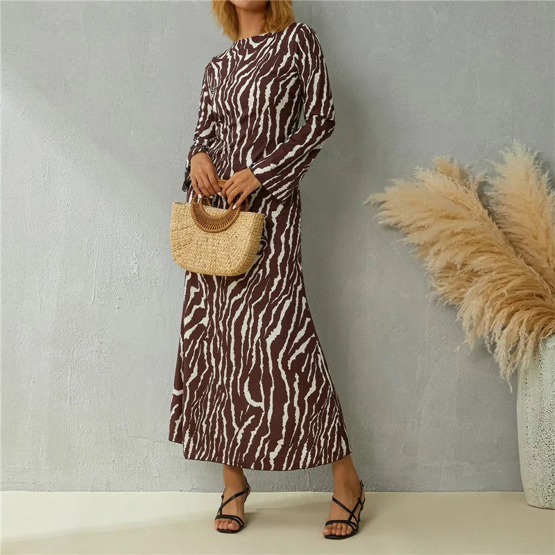 Levenstijl Zebra Print Lange Jurk