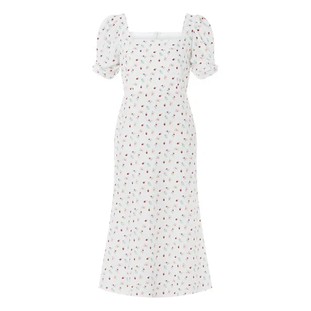 Heidi-Mode | Damen Sommer Rechteck-Ausschnitt Kleid Midi