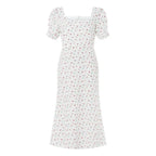 Heidi-Mode | Damen Sommer Rechteck-Ausschnitt Kleid Midi