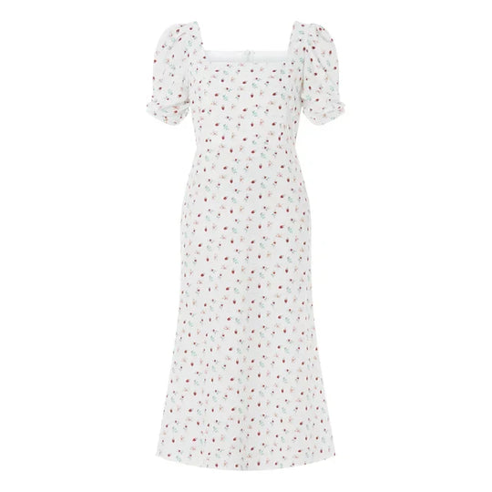 Heidi-Mode | Damen Sommer Rechteck-Ausschnitt Kleid Midi