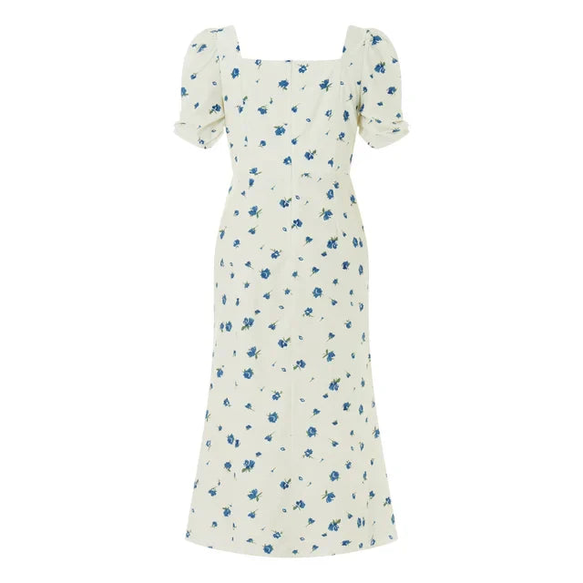 Heidi-Mode | Damen Sommer Rechteck-Ausschnitt Kleid Midi