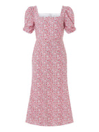 Heidi-Mode | Damen Sommer Rechteck-Ausschnitt Kleid Midi