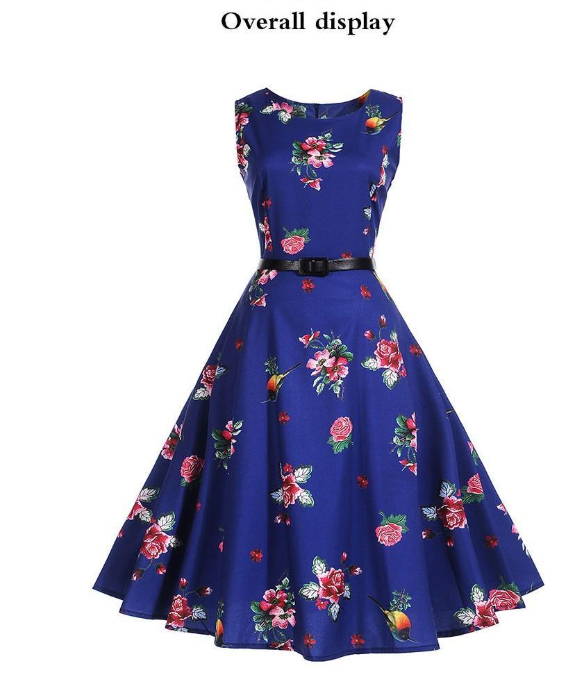 Heidi-Mode | Kolibri Floral Print A-Linie Kleid