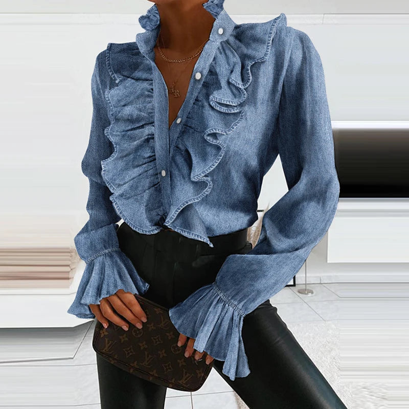 Elegante plissierte Chiffonbluse