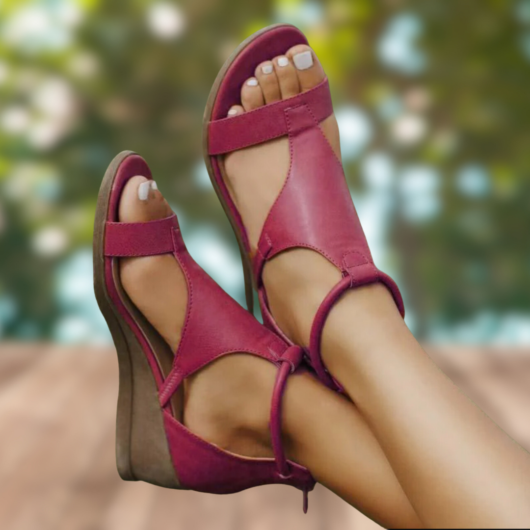 Heidi-Mode | Orthopädische Ledersandalen mit Absätzen für Frauen Stilvoll 2024