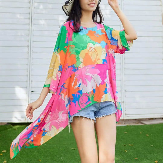 blouse met bloemmotief in grote maten