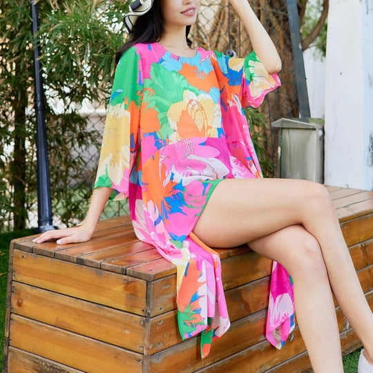 blouse met bloemmotief in grote maten