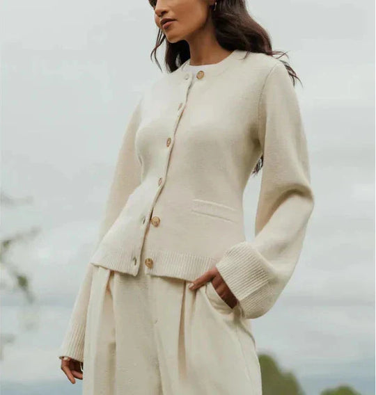 Heidi-Mode | Strickjacke - Damen Herbst Chic Knopf-Cardigan