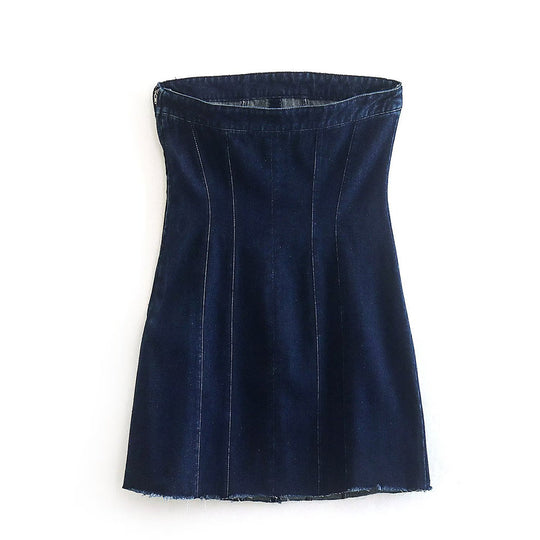 Heidi-Mode | Strapless Coole Damenkleid mit Jeans Look