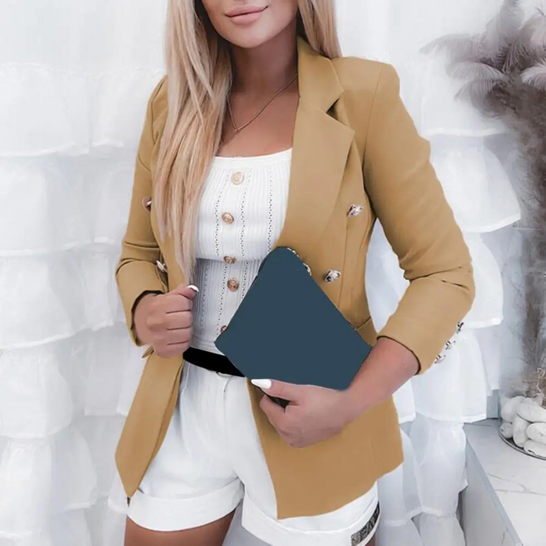 Heidi-Mode | Doppel Kariertes Slim Fit Weißes Damenblazer