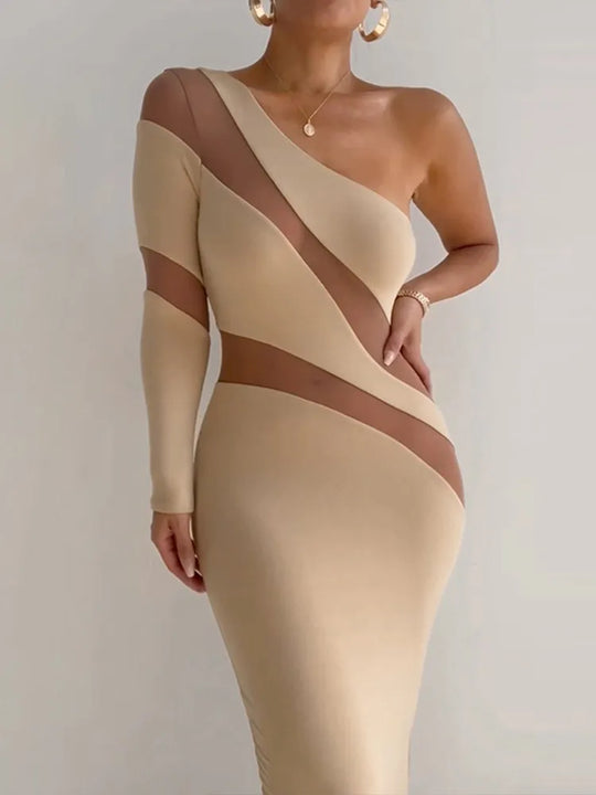 shoulder bodycon jurk