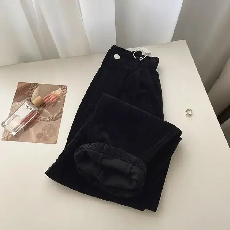 Retro Corduroy-Hose mit hoher Taille für Damen