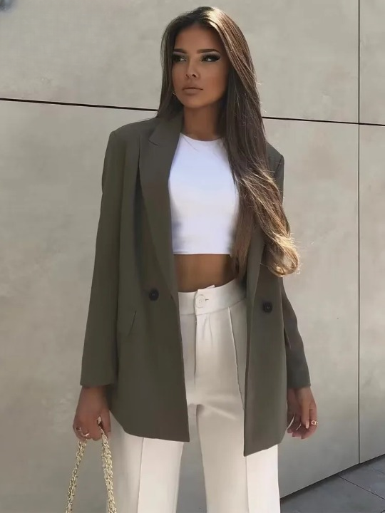 Heidi-Mode | Trendy Übergröße Langer Blazer für Damen