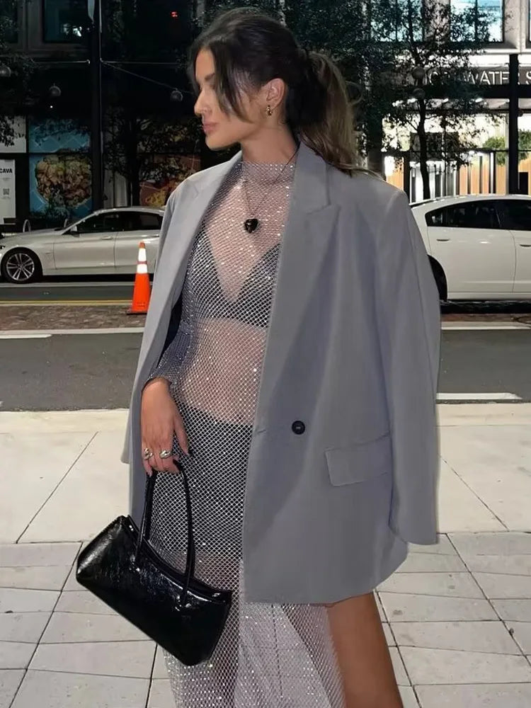 Heidi-Mode | Trendy Übergröße Langer Blazer für Damen