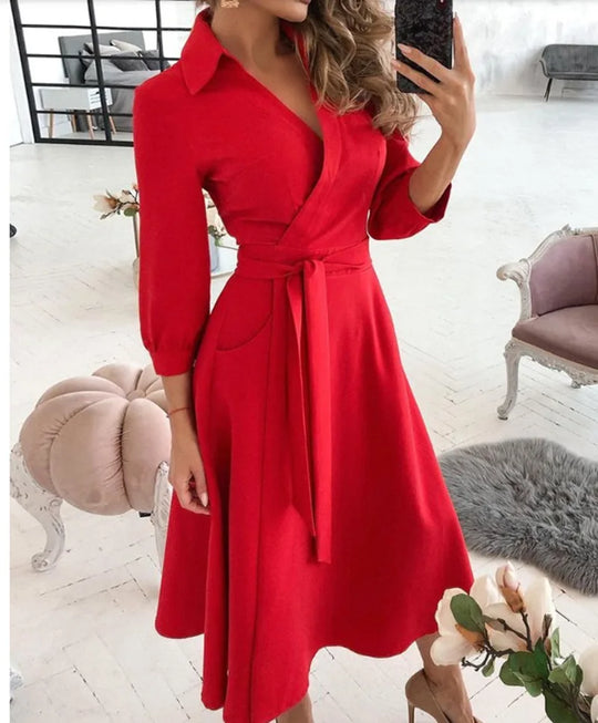 Heidi-Mode | Damen Wickelkleid mit Riemen Eleganter Schnitt, Vielseitig Tragbar