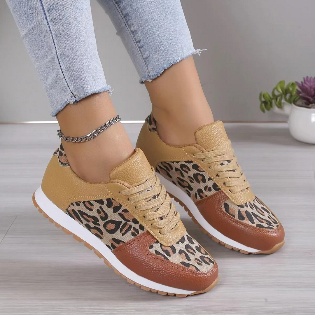 Heidi-Mode | Einfache Flache Damenschuhe mit Leopardenmuster