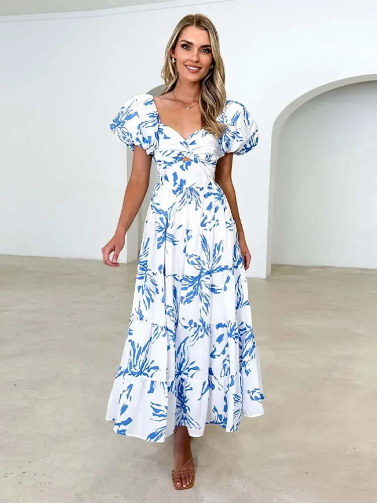 Heidi-Mode | Puffärmel Off Shoulder Maxi Kleider