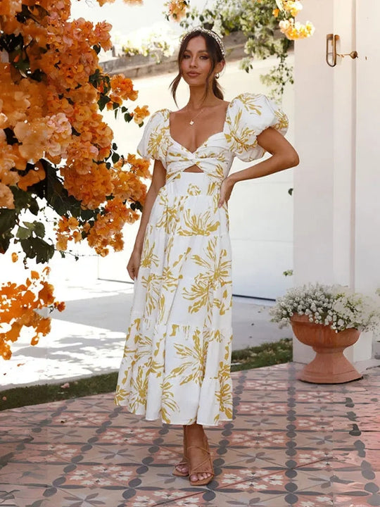Heidi-Mode | Puffärmel Off Shoulder Maxi Kleider