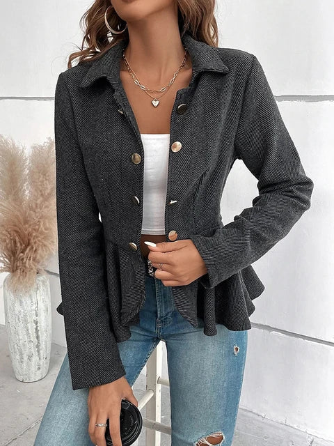 Heidi-Mode | Damen stilvoller Casual Blazer mit Rüschen