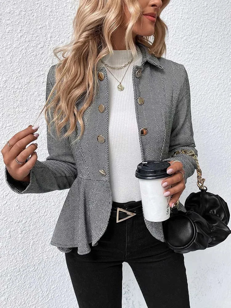 Heidi-Mode | Damen stilvoller Casual Blazer mit Rüschen
