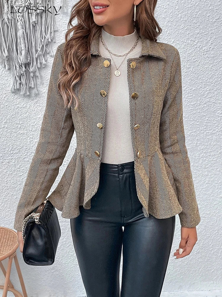 Heidi-Mode | Damen stilvoller Casual Blazer mit Rüschen