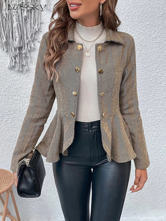 Heidi-Mode | Damen stilvoller Casual Blazer mit Rüschen