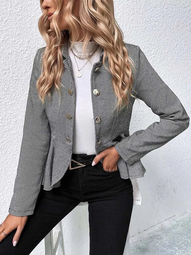 Heidi-Mode | Damen stilvoller Casual Blazer mit Rüschen
