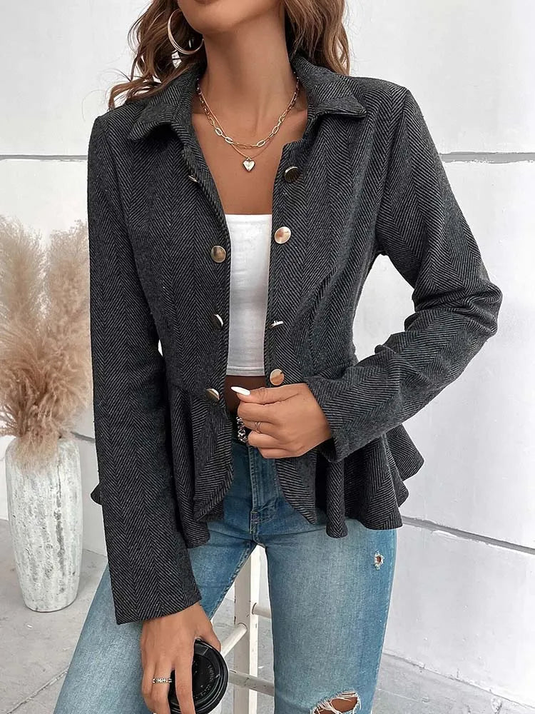 Heidi-Mode | Damen stilvoller Casual Blazer mit Rüschen