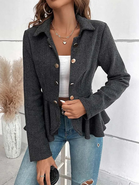 Heidi-Mode | Damen stilvoller Casual Blazer mit Rüschen