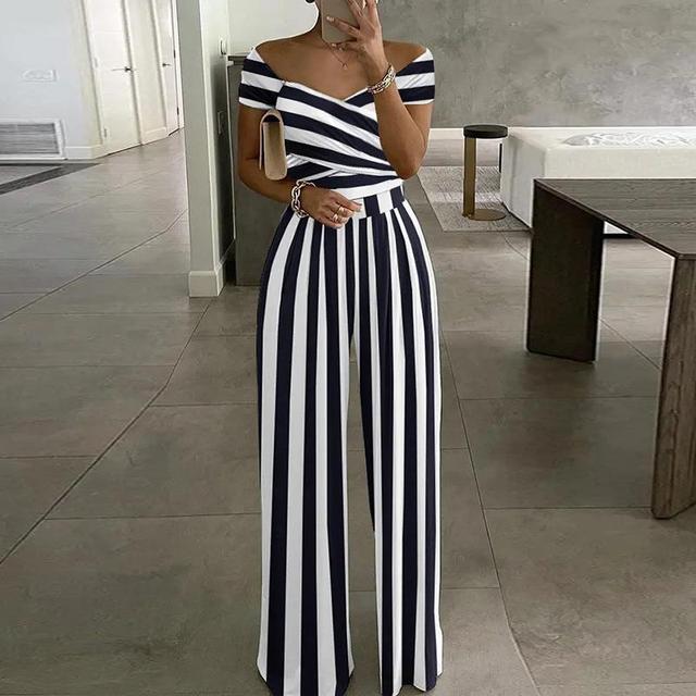 Maxi-Jumpsuit mit Aufdruck, schulterfreiem V-Ausschnitt